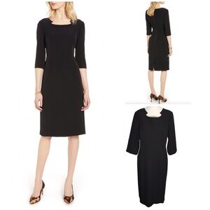 Halogen Black Stretch Crepe Sheath Dress Size 14